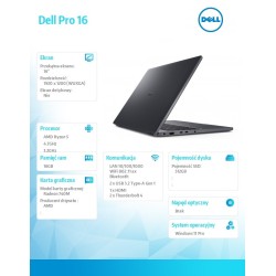 Laptop Dell Pro 16 PC16255 W11P Ryzen 5 PRO 215/16GB/512GB C… | PartsPC.pl