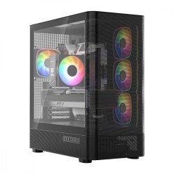 Obudowa VOLCANO AQ300 MID RGB GLASS 4 wentylatory czarna | PartsPC.pl