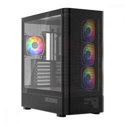 Obudowa VOLCANO AQ300 MID RGB GLASS 4 wentylatory czarna | PartsPC.pl