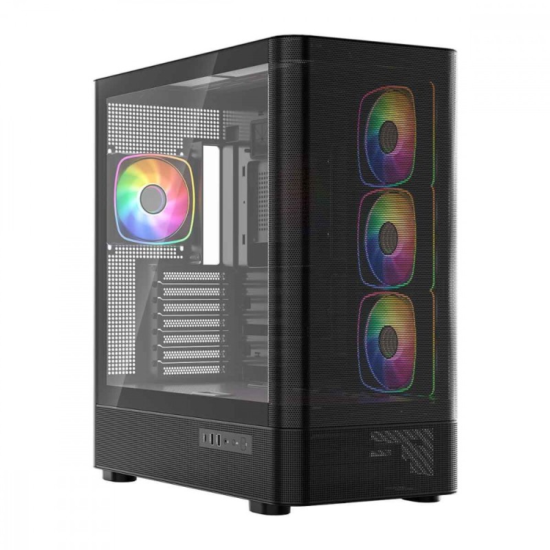 Obudowa VOLCANO AQ300 MID RGB GLASS 4 wentylatory czarna | PartsPC.pl