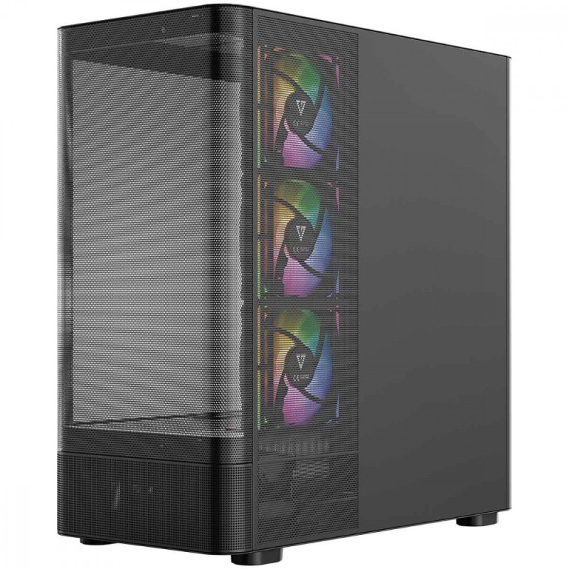 Obudowa VOLCANO AQ300 MID RGB GLASS 4 wentylatory czarna | PartsPC.pl
