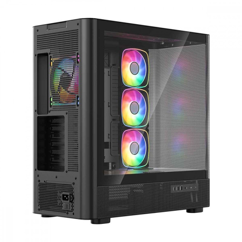 Obudowa VOLCANO AQ300 MID RGB GLASS 4 wentylatory czarna | PartsPC.pl