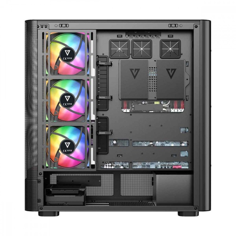 Obudowa VOLCANO AQ300 MID RGB GLASS 4 wentylatory czarna | PartsPC.pl