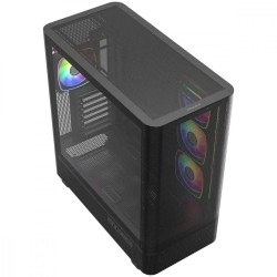 Obudowa VOLCANO AQ300 MID RGB GLASS 4 wentylatory czarna | PartsPC.pl
