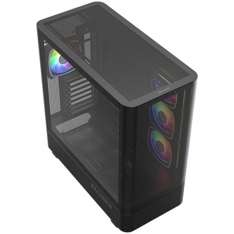 Obudowa VOLCANO AQ300 MID RGB GLASS 4 wentylatory czarna | PartsPC.pl