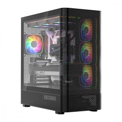 Obudowa VOLCANO AQ300 MID RGB GLASS 4 wentylatory czarna | PartsPC.pl