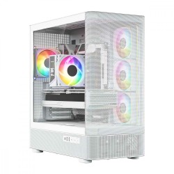 Obudowa VOLCANO AQ300 MID RGB GLASS 4 wentylatory biała | PartsPC.pl
