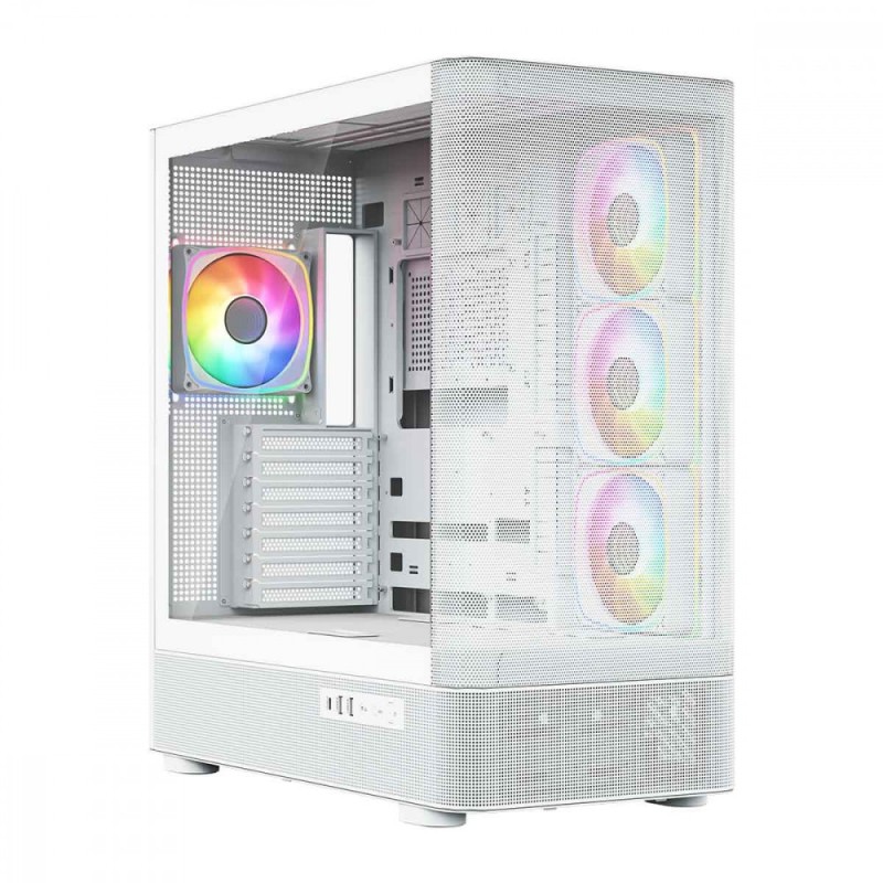 Obudowa VOLCANO AQ300 MID RGB GLASS 4 wentylatory biała | PartsPC.pl