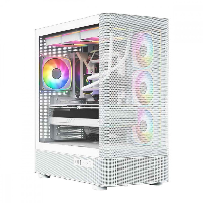 Obudowa VOLCANO AQ300 MID RGB GLASS 4 wentylatory biała | PartsPC.pl