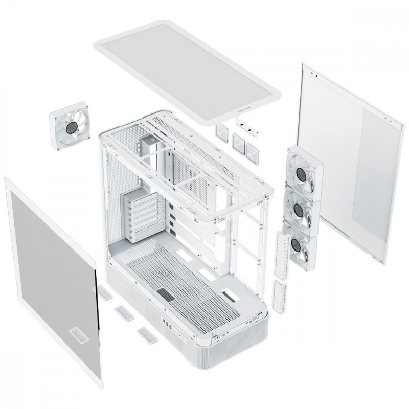Obudowa VOLCANO AQ300 MID RGB GLASS 4 wentylatory biała | PartsPC.pl