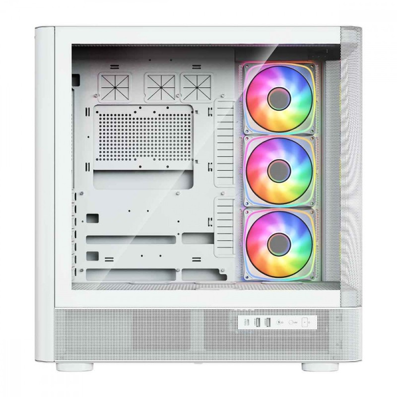 Obudowa VOLCANO AQ300 MID RGB GLASS 4 wentylatory biała | PartsPC.pl