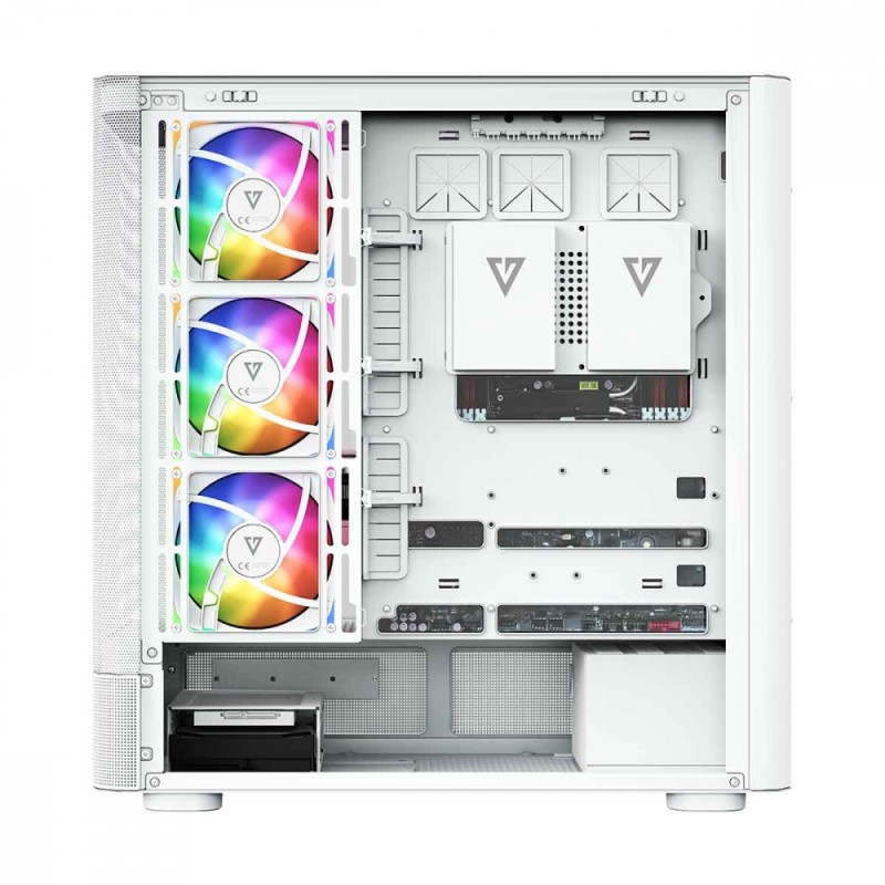 Obudowa VOLCANO AQ300 MID RGB GLASS 4 wentylatory biała | PartsPC.pl