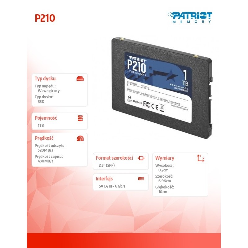 Dysk SSD 1TB P210 520/430 MB /s SATA III 2.5 | PartsPC.pl