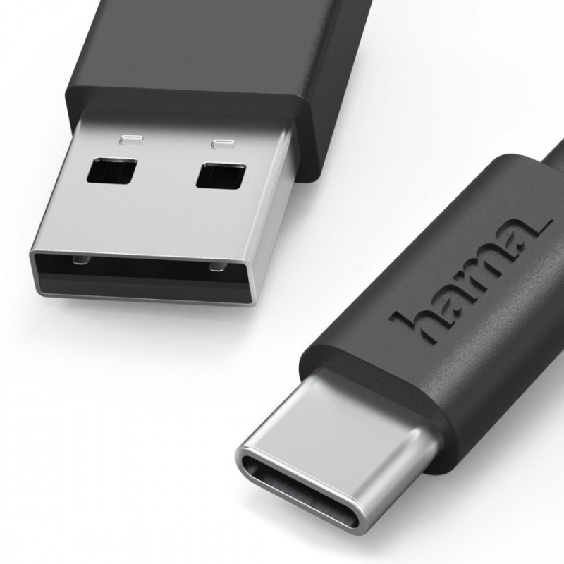 Kabel ładujący USB-A USB-C 1m czarny | PartsPC.pl