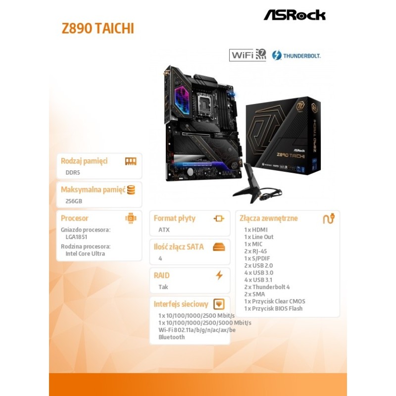 ASRock Płyta główna Z890 TAICHI ATX | PartsPC.pl