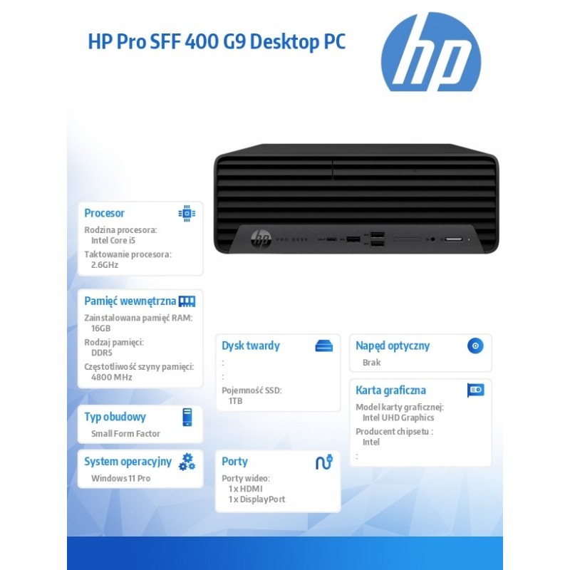 Komputer 400 SFF G9 i5-14500 1TB/16GB/W11P      9H7N4ET | PartsPC.pl