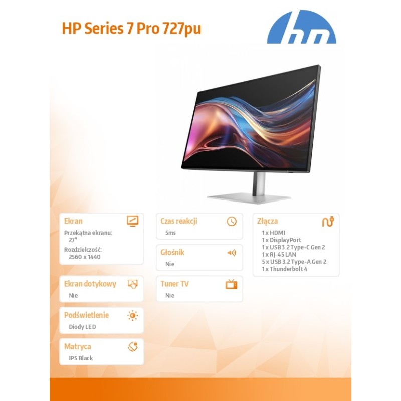 HP Inc. Monitor S7 Pro 727pu QHD Thunderbolt 4 8J9E6UT ABB… | PartsPC.pl
