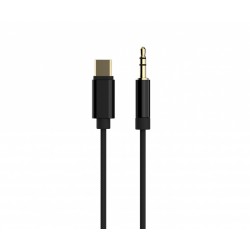 Kabel USB typu C do stereo 3.5 mm AUX, 1.5 m, czarny | PartsPC.pl