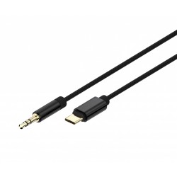 Kabel USB typu C do stereo 3.5 mm AUX, 1.5 m, czarny | PartsPC.pl