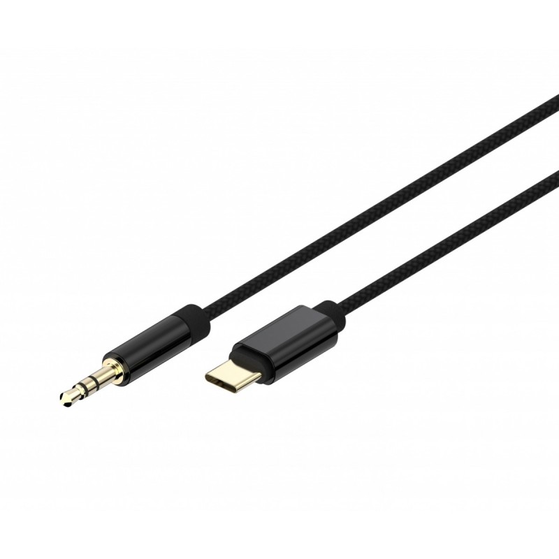 Kabel USB typu C do stereo 3.5 mm AUX, 1.5 m, czarny | PartsPC.pl