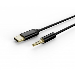 Kabel USB typu C do stereo 3.5 mm AUX, 1.5 m, czarny | PartsPC.pl