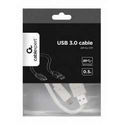 Kabel USB 3.0 typ C(AM/CM) 0.5m biały | PartsPC.pl