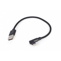 Kabel USB - do 8 pin kątowy w oplocie tekstylnym, 0.2m, czar… | PartsPC.pl