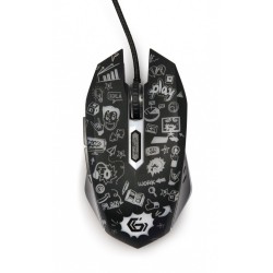 Mysz optyczna LED, 6-przyciskowa, USB, czarna | PartsPC.pl