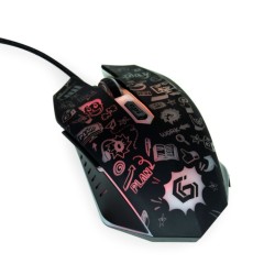 Mysz optyczna LED, 6-przyciskowa, USB, czarna | PartsPC.pl