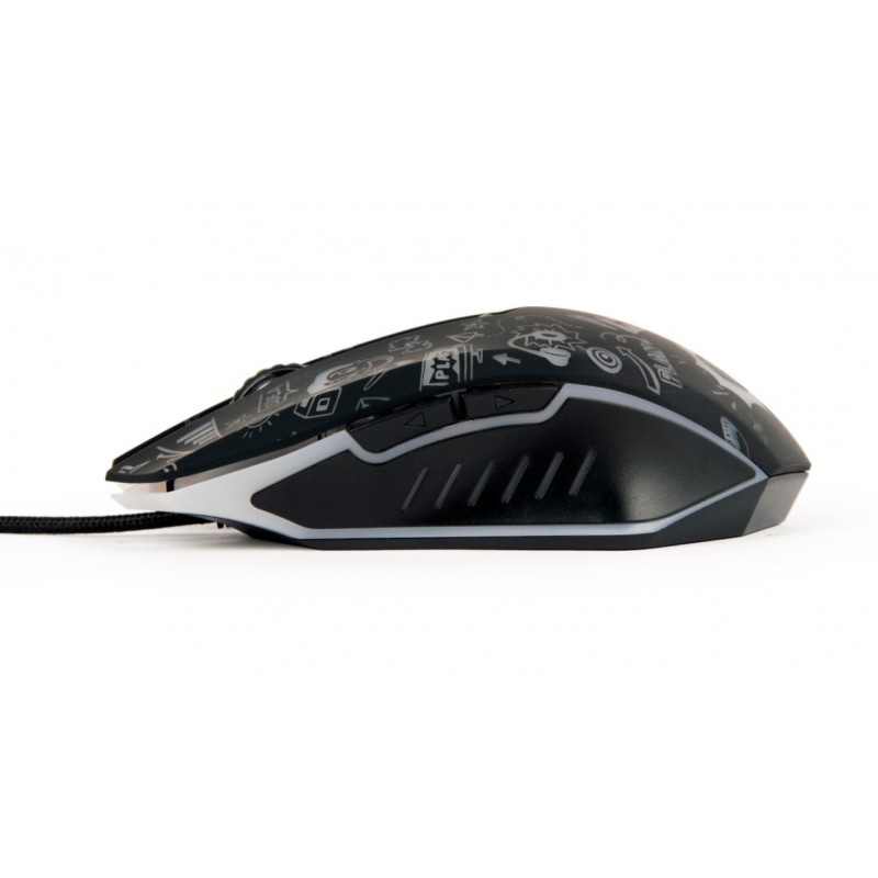 Mysz optyczna LED, 6-przyciskowa, USB, czarna | PartsPC.pl
