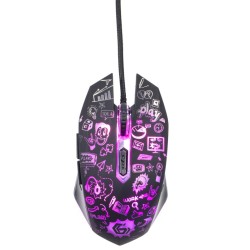 Mysz optyczna LED, 6-przyciskowa, USB, czarna | PartsPC.pl
