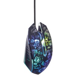 Mysz optyczna LED, 6-przyciskowa, USB, czarna | PartsPC.pl