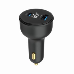Szybka ładowarka samochodowa 2xUSB-A+C, Type-C (PD), LCD, 65… | PartsPC.pl