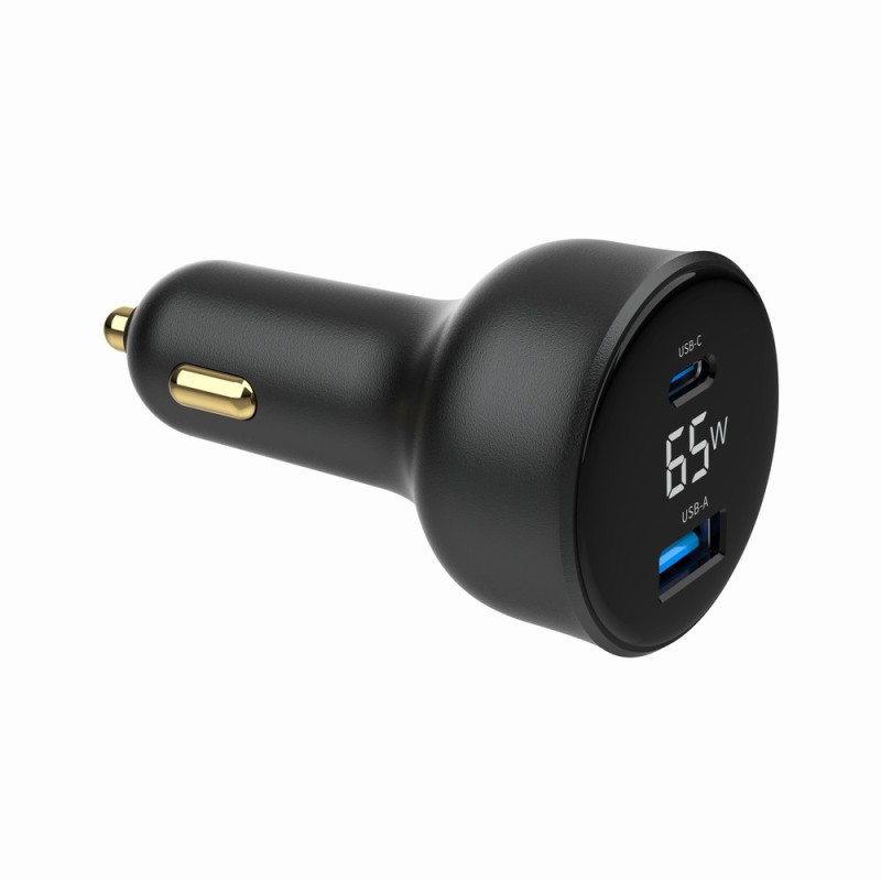 Szybka ładowarka samochodowa 2xUSB-A+C, Type-C (PD), LCD, 65… | PartsPC.pl