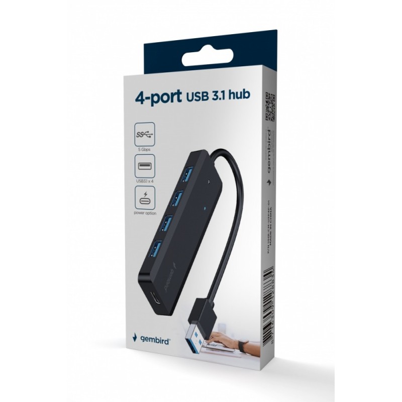 HUB 4-portowy USB 3.1 (Gen 1), z opcją zasilania zewnętrzneg… | PartsPC.pl