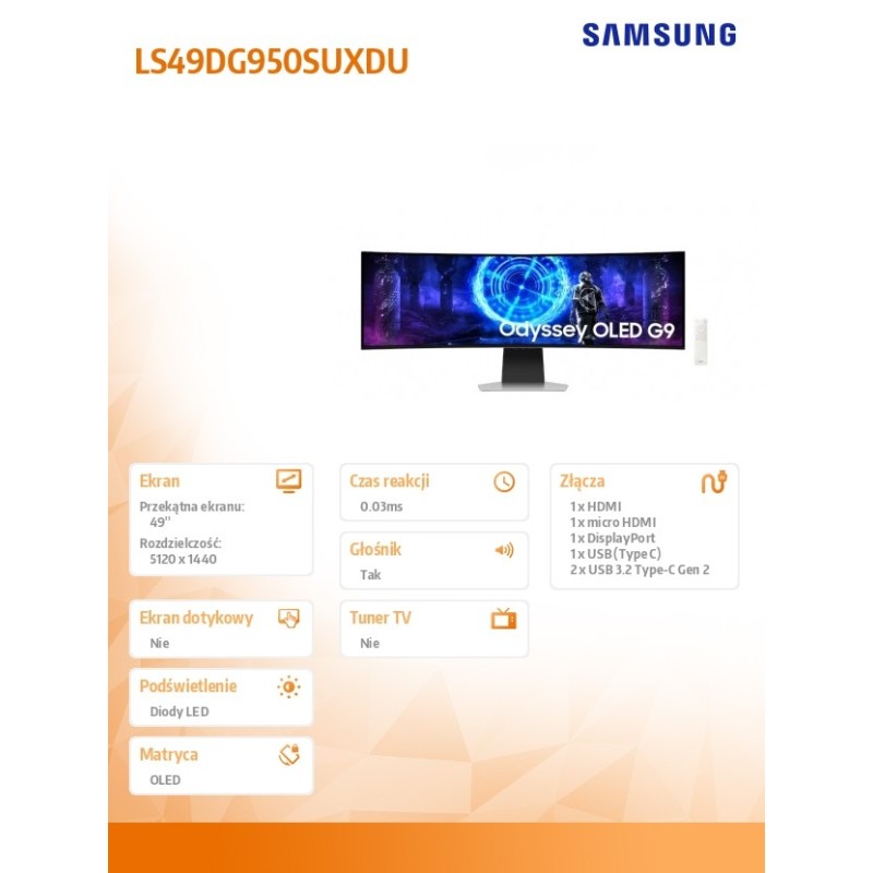 Samsung Monitor 49 cali Odyssey G9 G95SD OLED 5120x1440 DQHD… | PartsPC.pl
