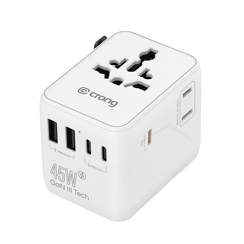 World Travel Adapter GaN 45W UK/EU/US/AU biały | PartsPC.pl