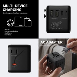 World Travel Adapter GaN 45W UK/EU/US/AU biały | PartsPC.pl
