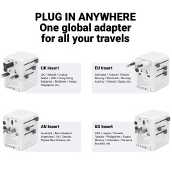World Travel Adapter GaN 45W UK/EU/US/AU biały | PartsPC.pl