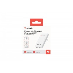 Ładowarka Slim Essentials GaN 65W 2x USB-C US/UK/UE biała | PartsPC.pl