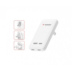 Ładowarka Slim Essentials GaN 65W 2x USB-C US/UK/UE biała | PartsPC.pl