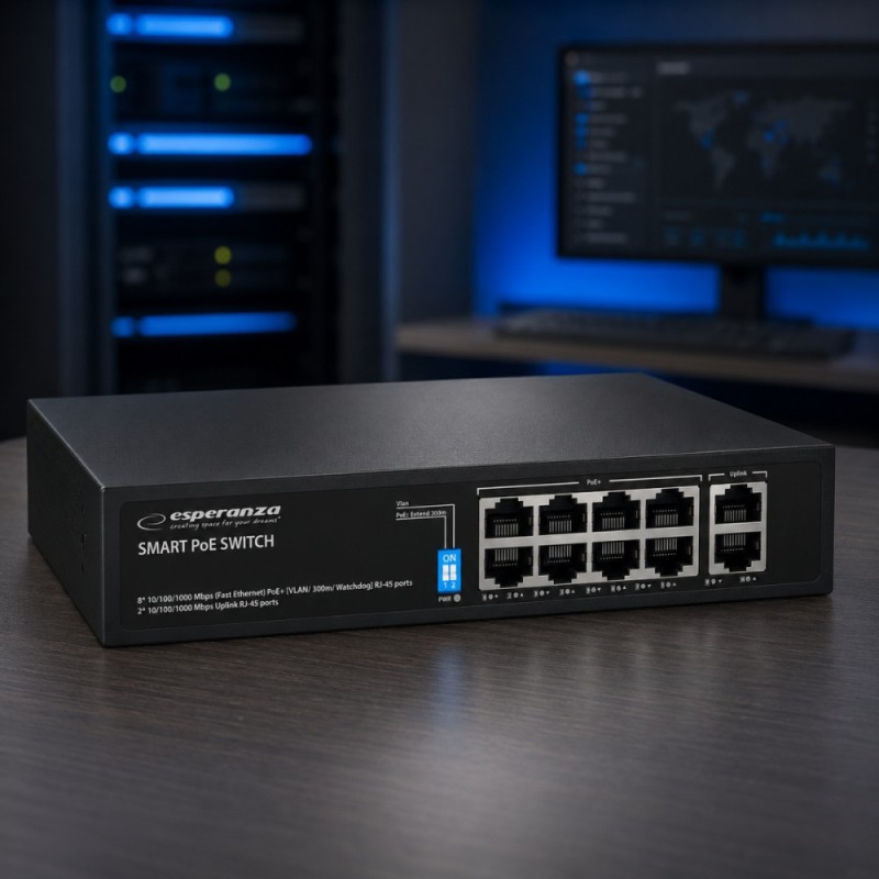 Switch 10-portowy POE 10/100/1000 120W MATRIX ENS108