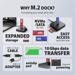 ADSA-M2C11 Stacja dokująca USB-C 3.2 Gen 2 ALU - 1 x NVMe /S… | PartsPC.pl