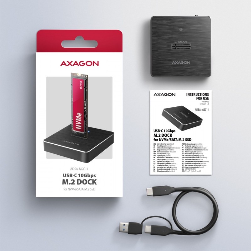 ADSA-M2C11 Stacja dokująca USB-C 3.2 Gen 2 ALU - 1 x NVMe /S… | PartsPC.pl