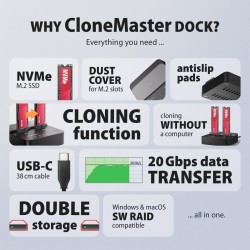ADSA-M2C22L Stacja dokująca USB-C 3.2 Gen2x2 - 2 x NVMe M.2 … | PartsPC.pl