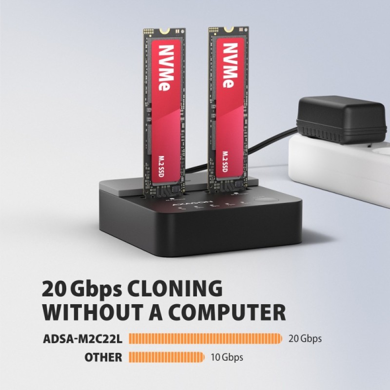 ADSA-M2C22L Stacja dokująca USB-C 3.2 Gen2x2 - 2 x NVMe M.2 … | PartsPC.pl