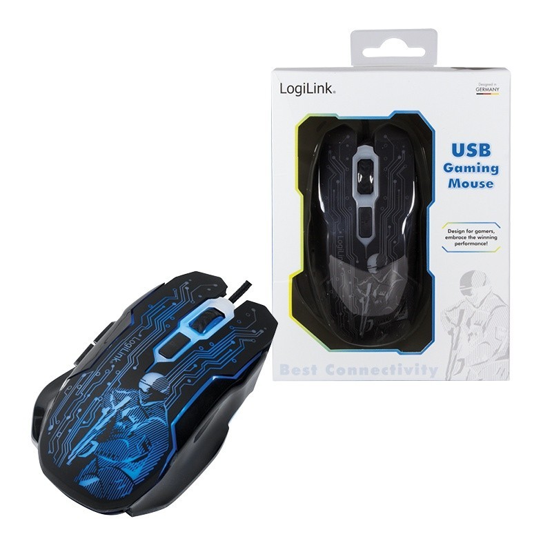 LogiLink Mysz USB dla graczy, 2400 DPI, czarna | PartsPC.pl