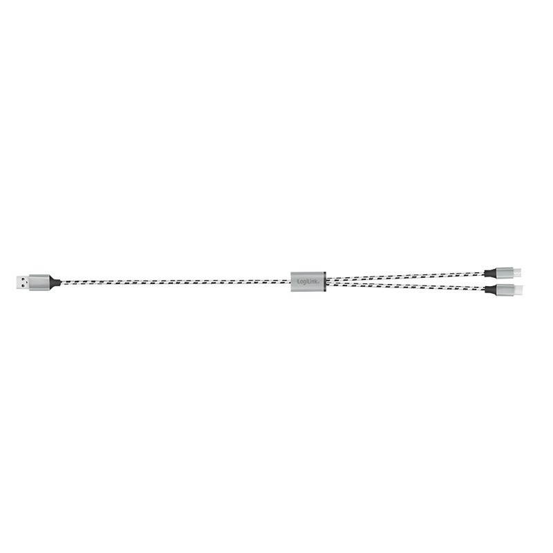 LogiLink Kabel USB2.0 A/M do micro USB + USB-C, 1.2m | PartsPC.pl