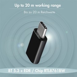 LogiLink Adapter BT5.3, USB-C Gen1, 3Mbps, 20m, czarny | PartsPC.pl