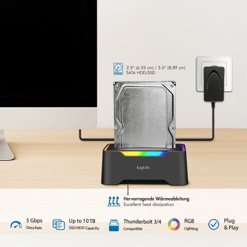 Stacja dokująca USB-C do HDD/SDD 2.5/3.5' | PartsPC.pl